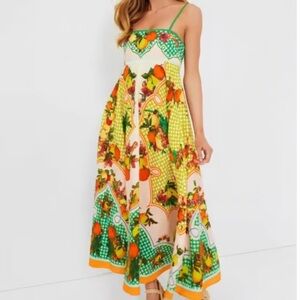 Caroline Constas Fruit Linen Blend Maxi Dress